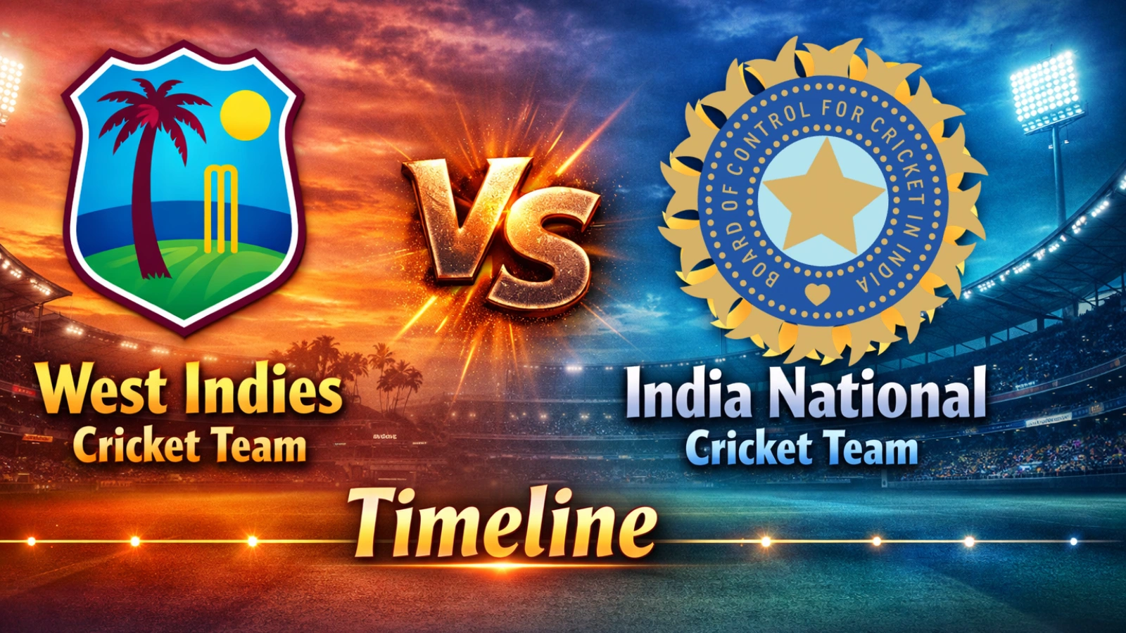 West Indies Cricket Team Vs India National Cricket Team Timeline